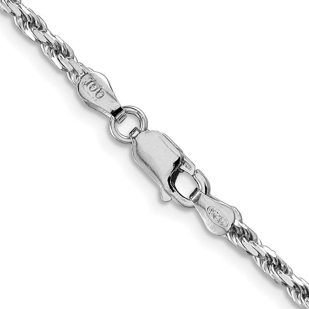 Sterling Silver Rhodium-plated 2.5mm Diamond-cut Rope Chain