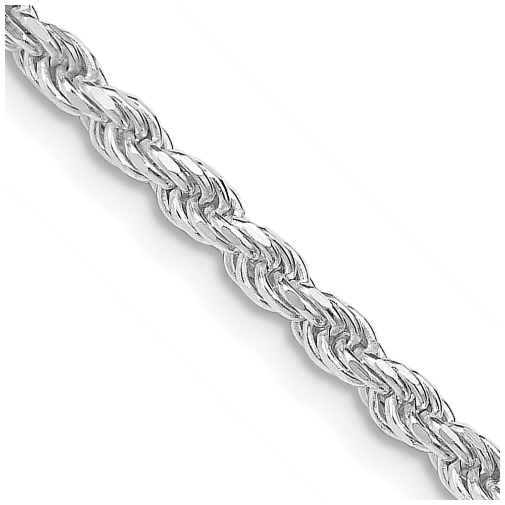 Sterling Silver Rhodium-plated 2.75mm Diamond-cut Rope Chain