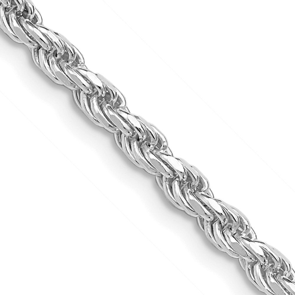 Sterling Silver Rhodium-plated 3.2mm Diamond-cut Rope Chain