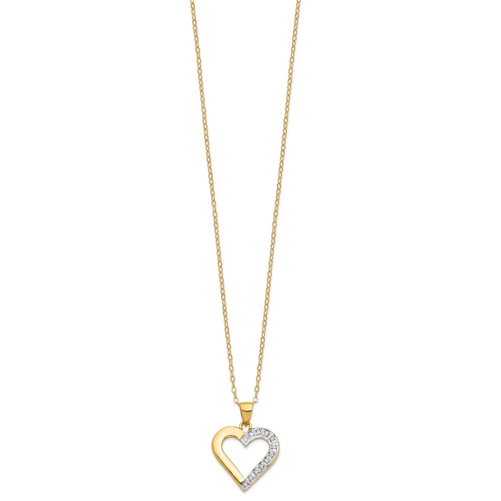 Diamond Fascination Diamond Mystique Sterling Silver 18K Gold-plated Diamond Heart 18 Inch Necklace