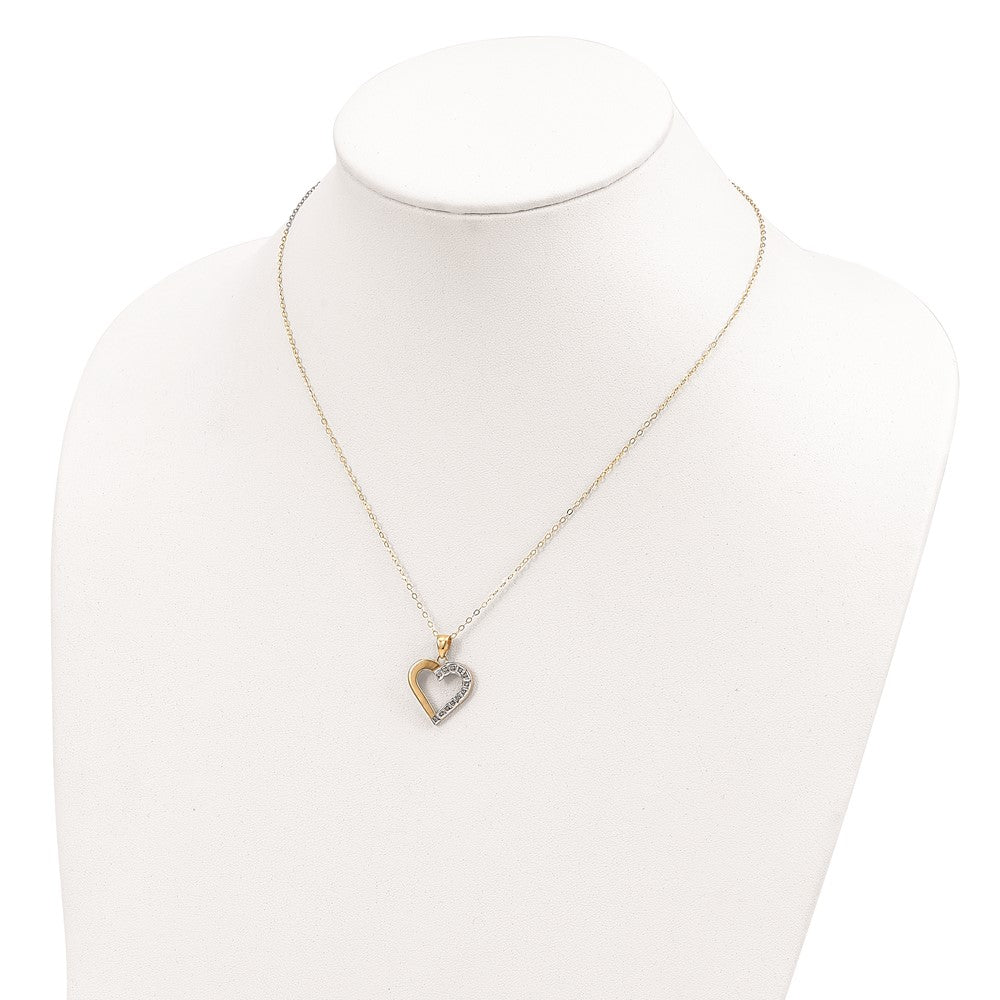 Diamond Fascination Diamond Mystique Sterling Silver 18K Gold-plated Diamond Heart 18 Inch Necklace