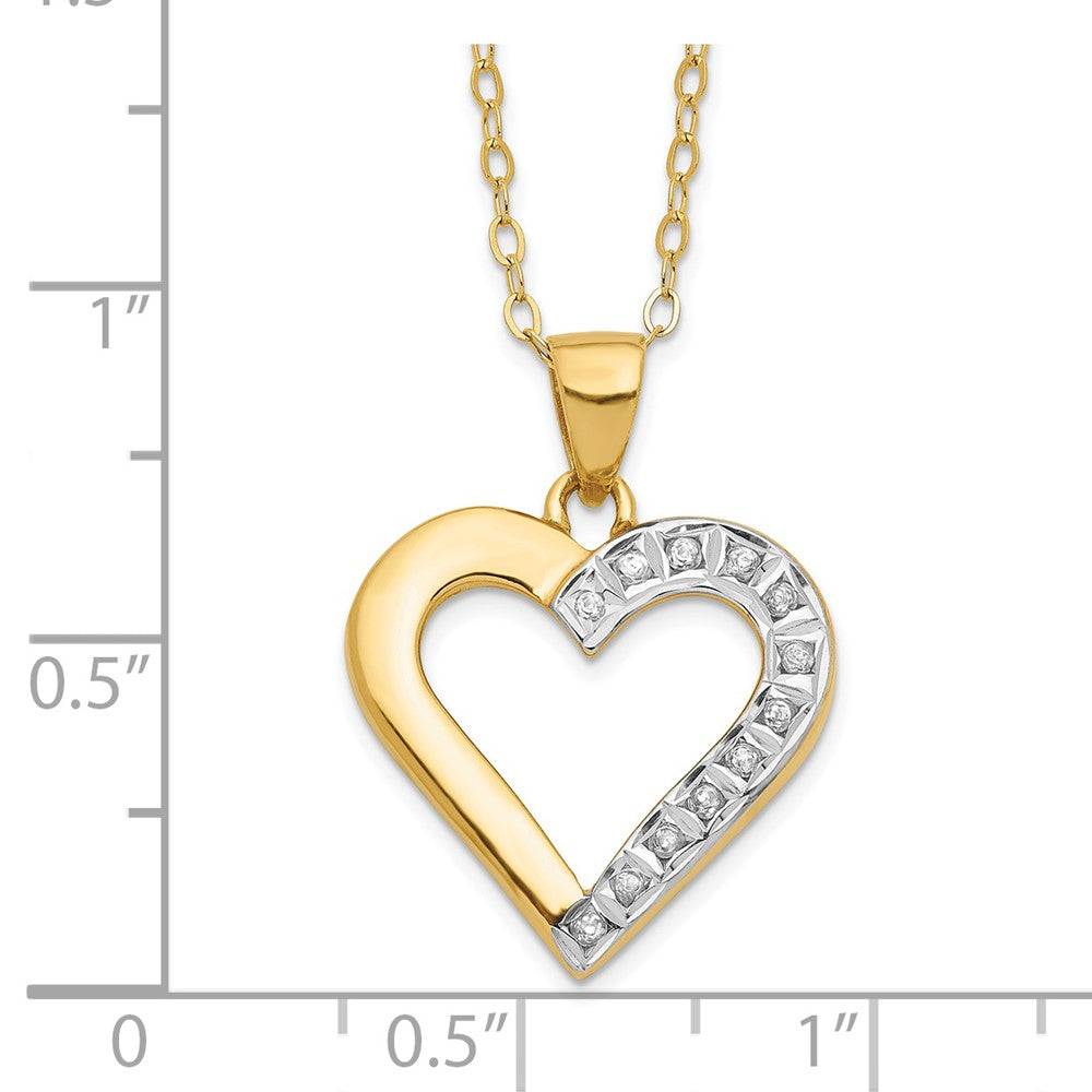 Diamond Fascination Diamond Mystique Sterling Silver 18K Gold-plated Diamond Heart 18 Inch Necklace