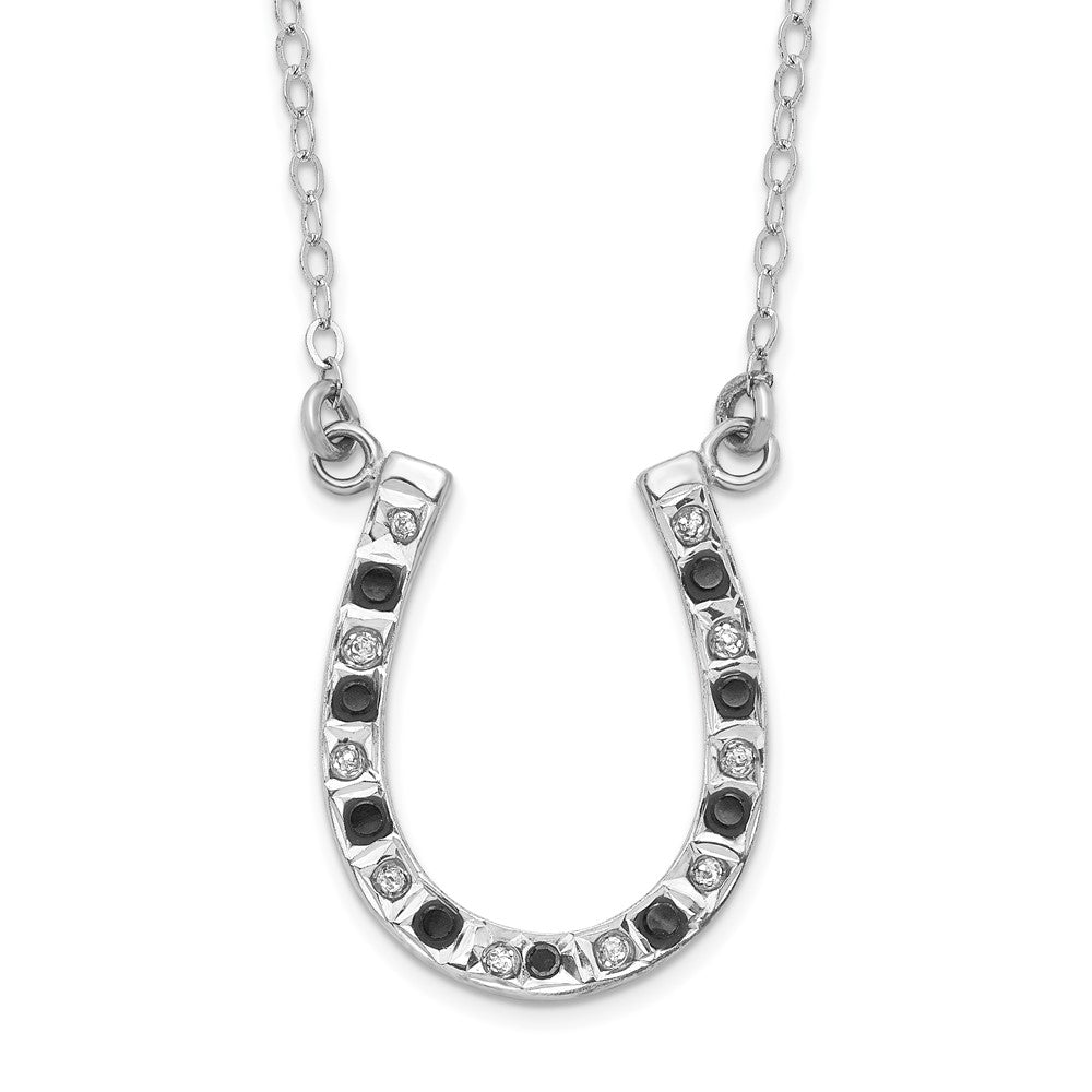 Diamond Fascination Diamond Mystique Sterling Silver Platinum-plated Black and White Diamond 18 Inch Necklace