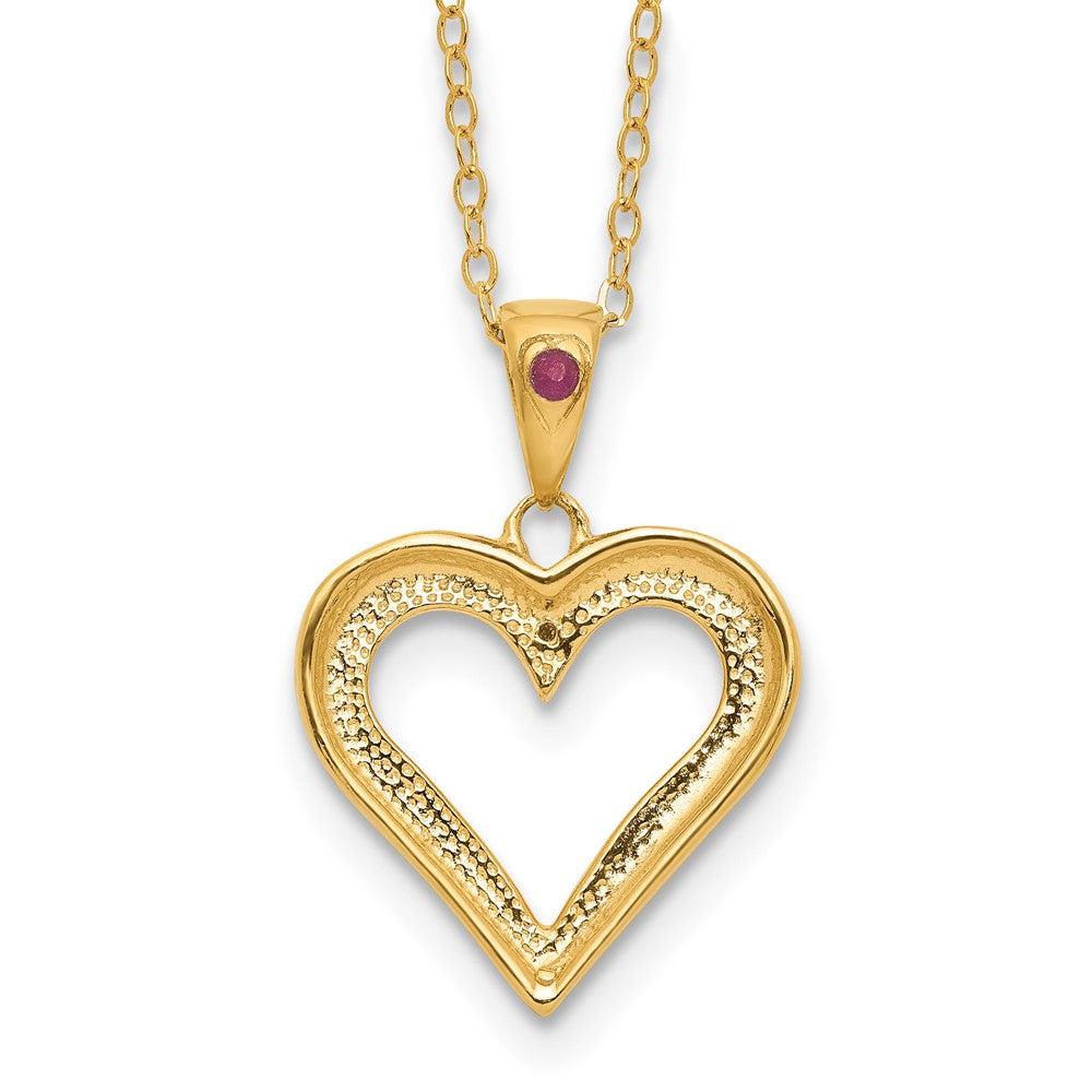 Diamond Fascination Diamond Mystique Sterling Silver 18K Gold-plated Diamond and Ruby Heart 18 Inch Necklace