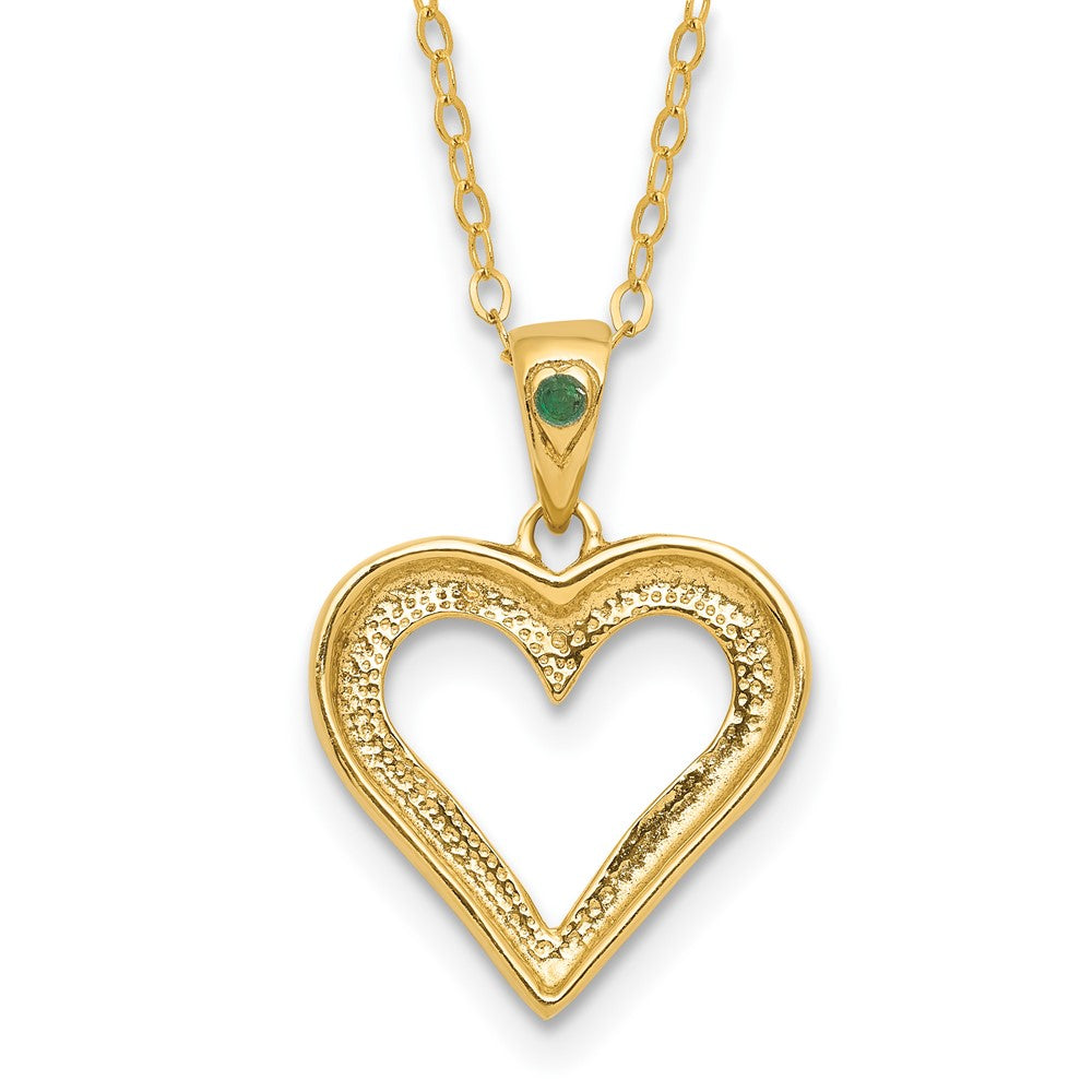 Diamond Fascination Diamond Mystique Sterling Silver 18K Gold-plated Diamond and Emerald Heart 18 Inch Necklace