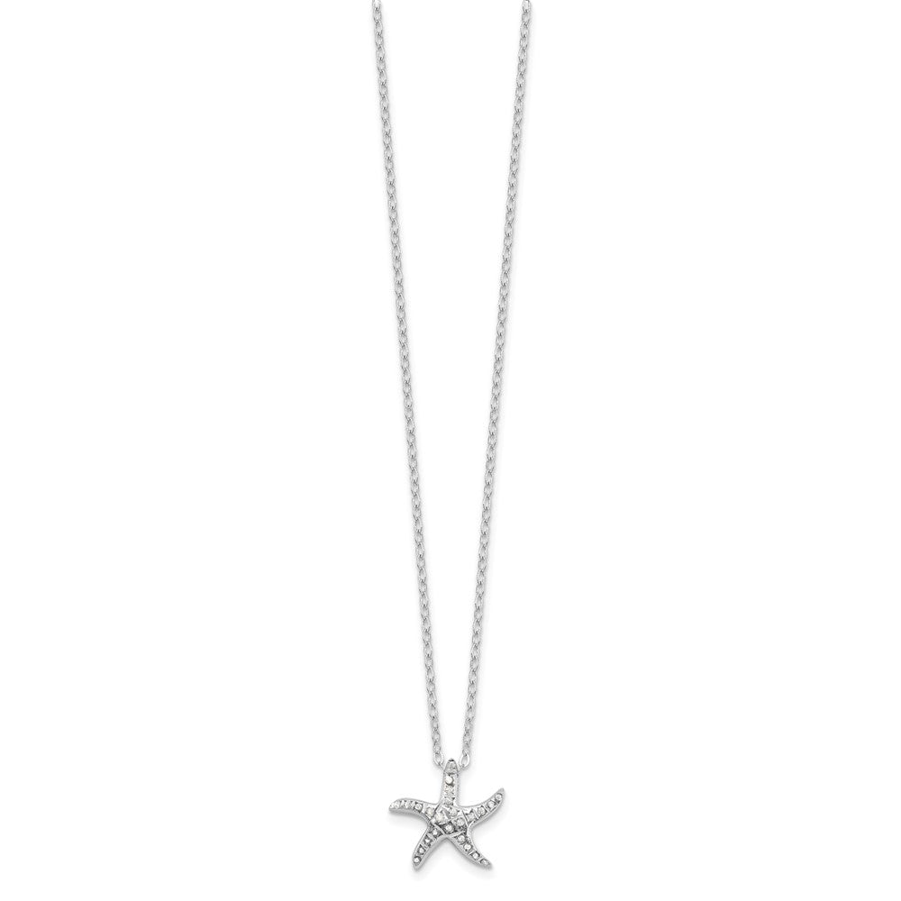 Diamond Fascination Diamond Mystique Sterling Silver Platinum-plated Diamond Starfish 18 Inch Necklace