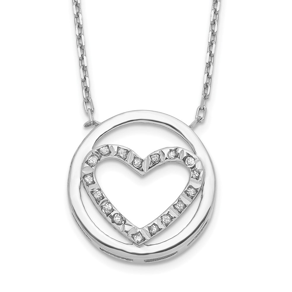 Diamond Fascination Diamond Mystique Sterling Silver Platinum-plated Diamond Circle with Heart 17 Inch Necklace