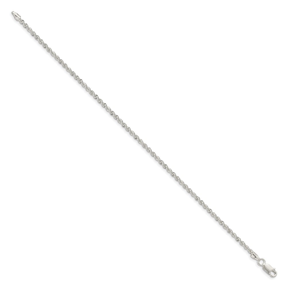 Sterling Silver 2.3mm Solid Rope Chain Anklet