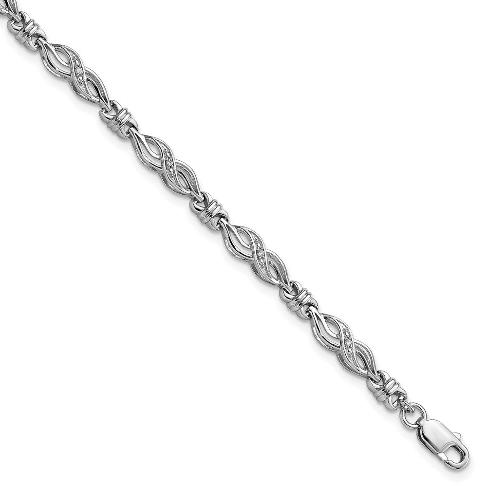 Sterling Silver Rhodium-plated Diam. Bracelet