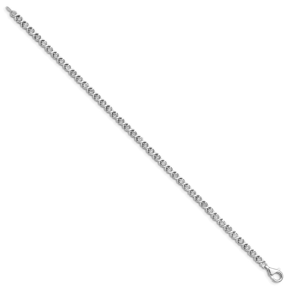 Sterling Silver Rhodium-plated Diam. Tennis Bracelet