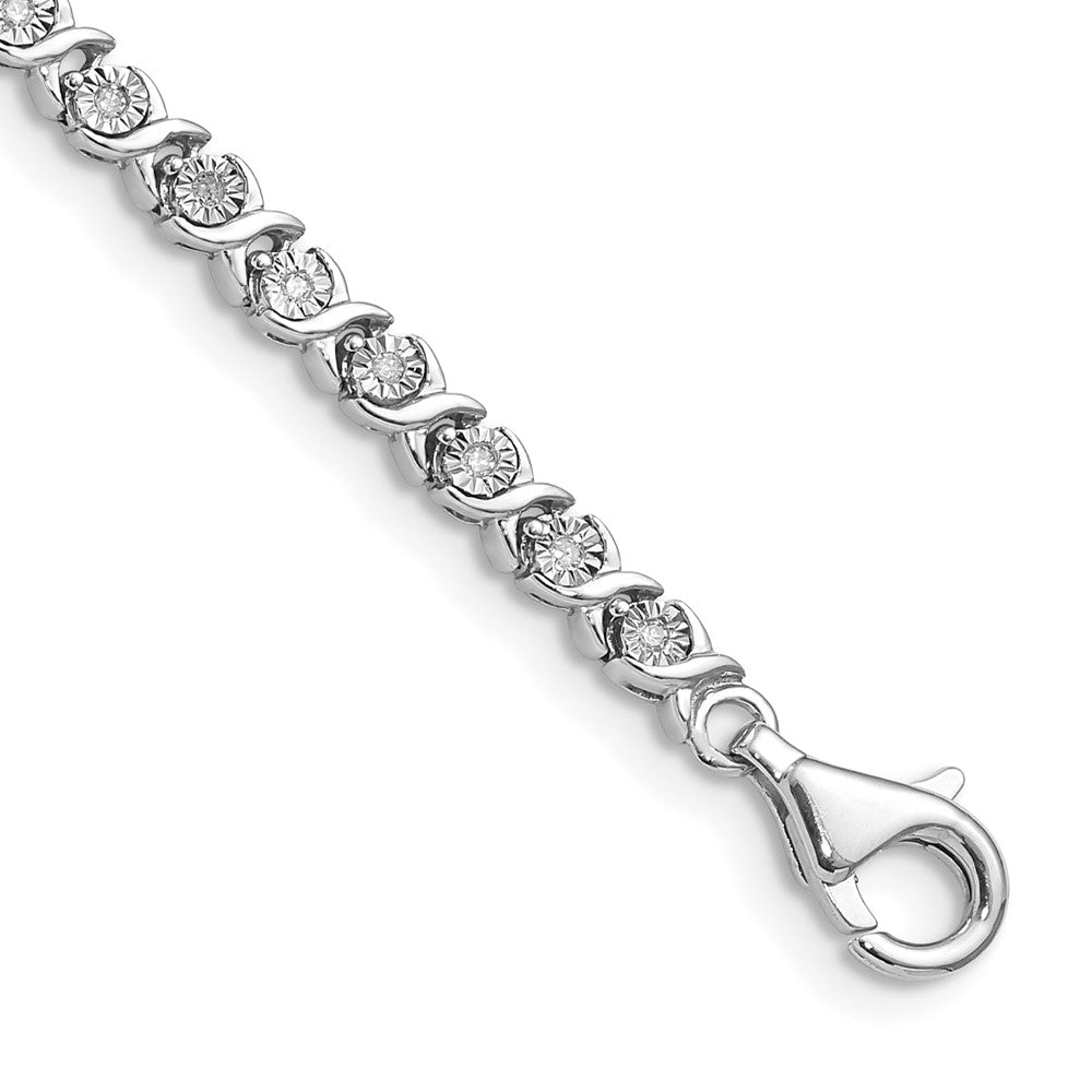 Sterling Silver Rhodium-plated Diam. Tennis Bracelet