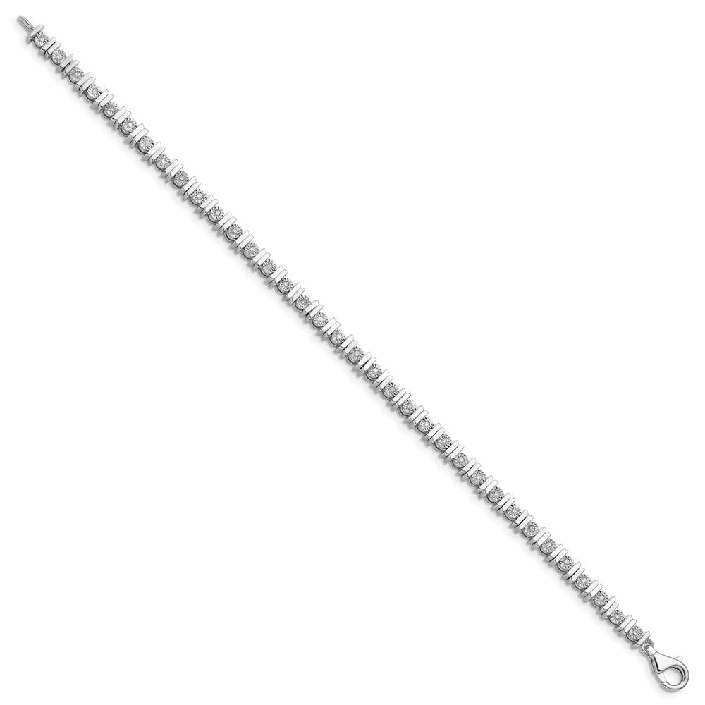 Sterling Silver Rhodium-plated Diam. Tennis Bracelet