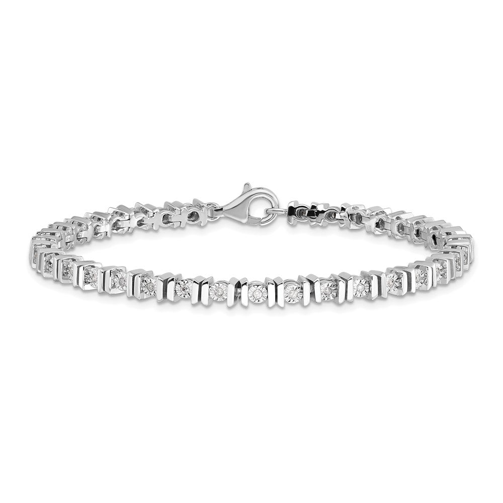 Sterling Silver Rhodium-plated Diam. Tennis Bracelet