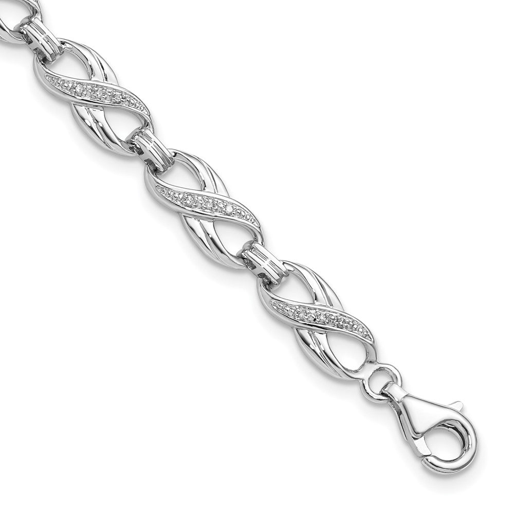 Sterling Silver Rhodium-plated Diam. Bracelet