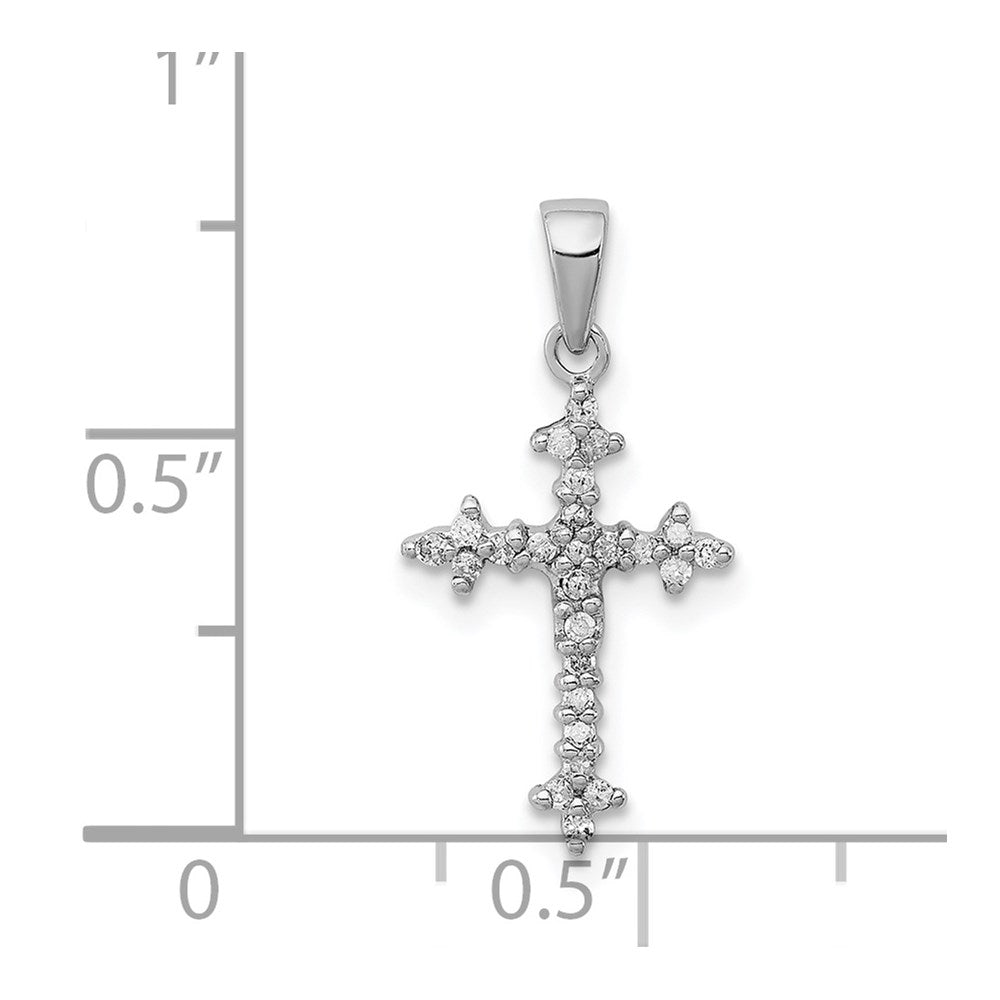 Sterling Silver Rhodium Diamond Cross Pendant