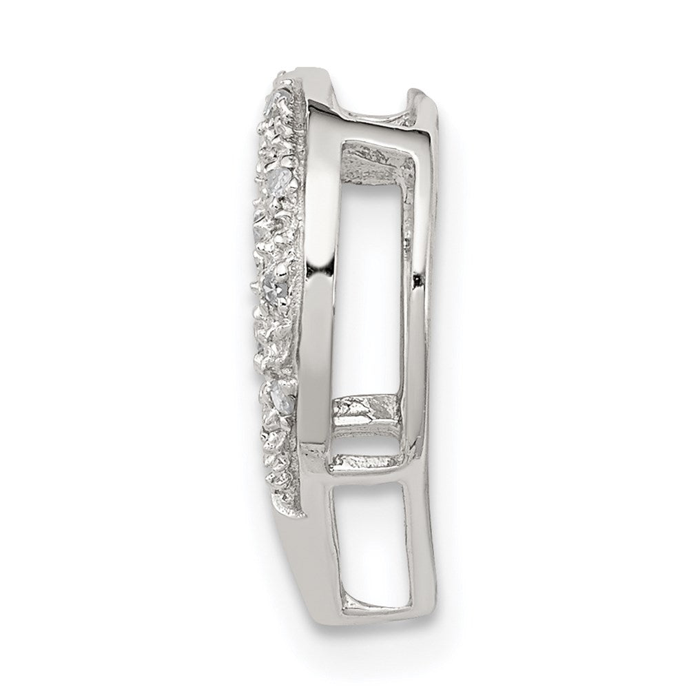 Sterling Silver Rhodium Diamond Heart Chain Slide