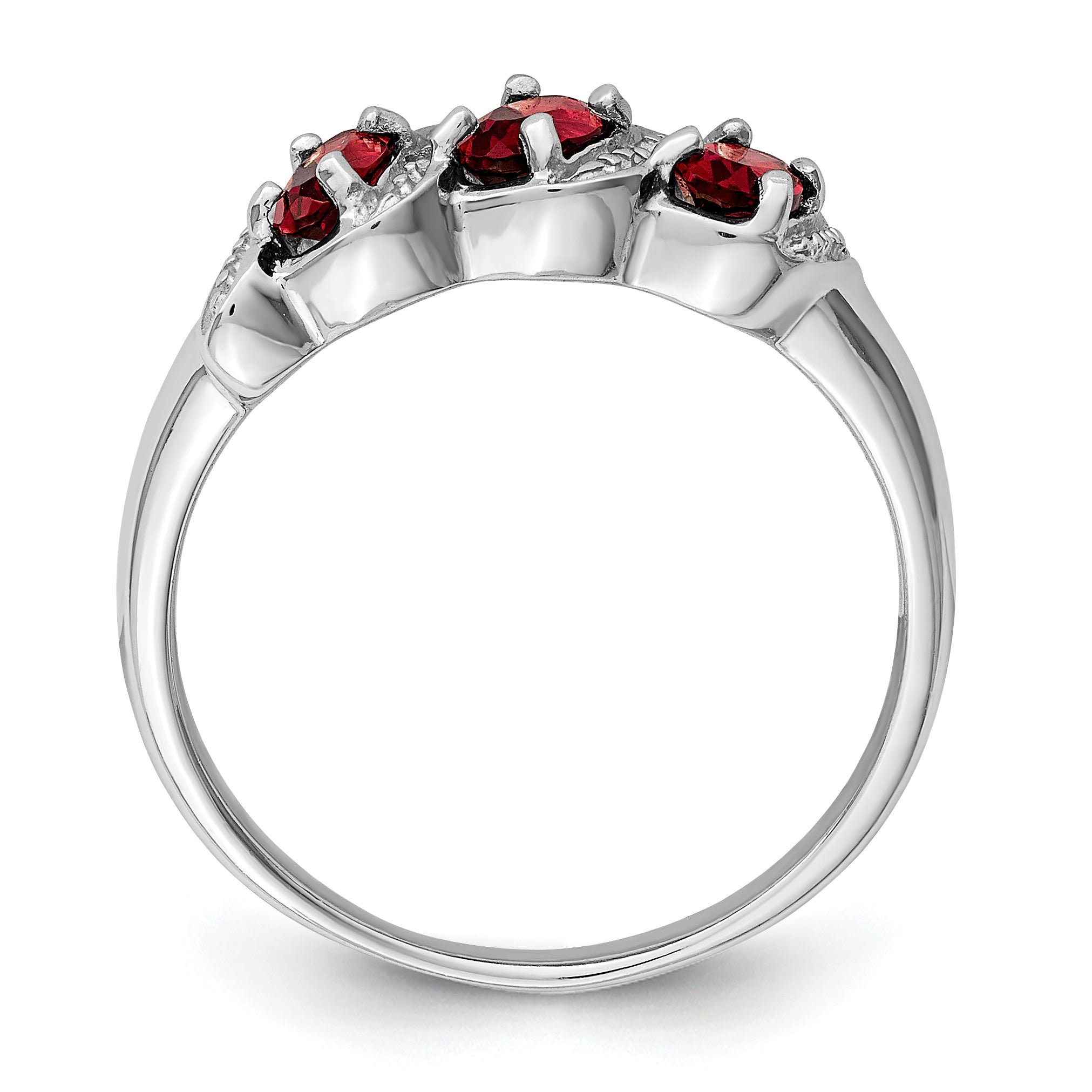 Sterling Silver Rhodium-plated Garnet & Diamond Ring QDX589