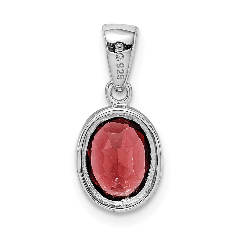 Sterling Silver Rhodium Garnet Pendant