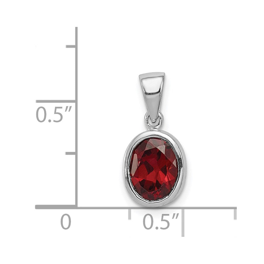 Sterling Silver Rhodium Garnet Pendant