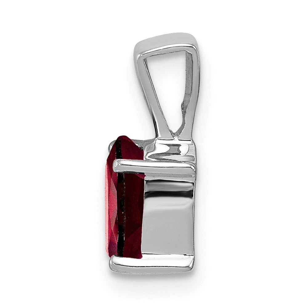 Sterling Silver Rhodium Garnet Pendant