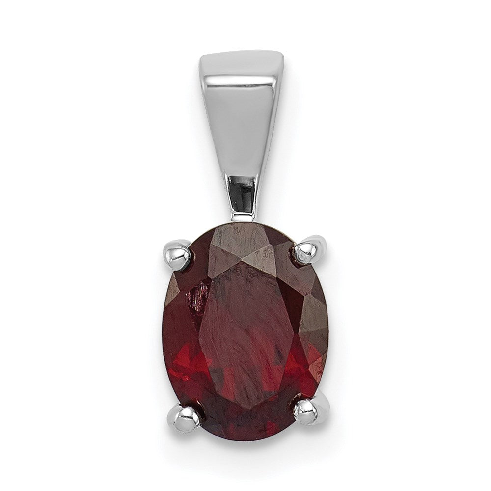 Sterling Silver Rhodium Garnet Pendant