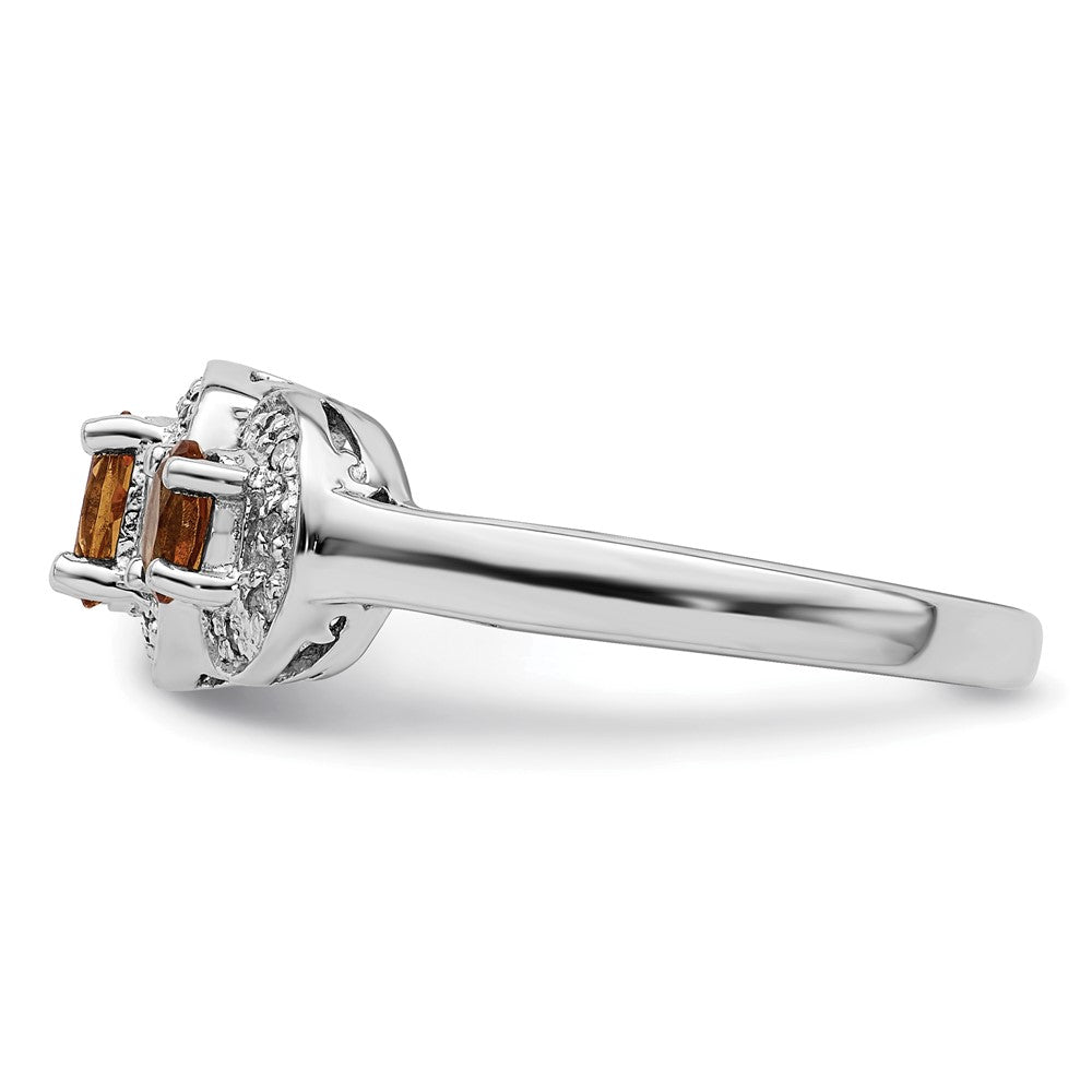 Sterling Silver Rhodium Citrine & Diamond Ring