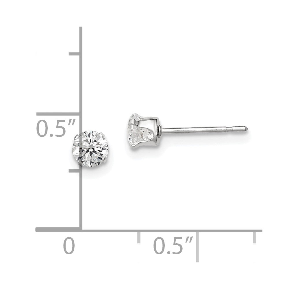 Sterling Silver 4mm Round Snap Set CZ Stud Earrings