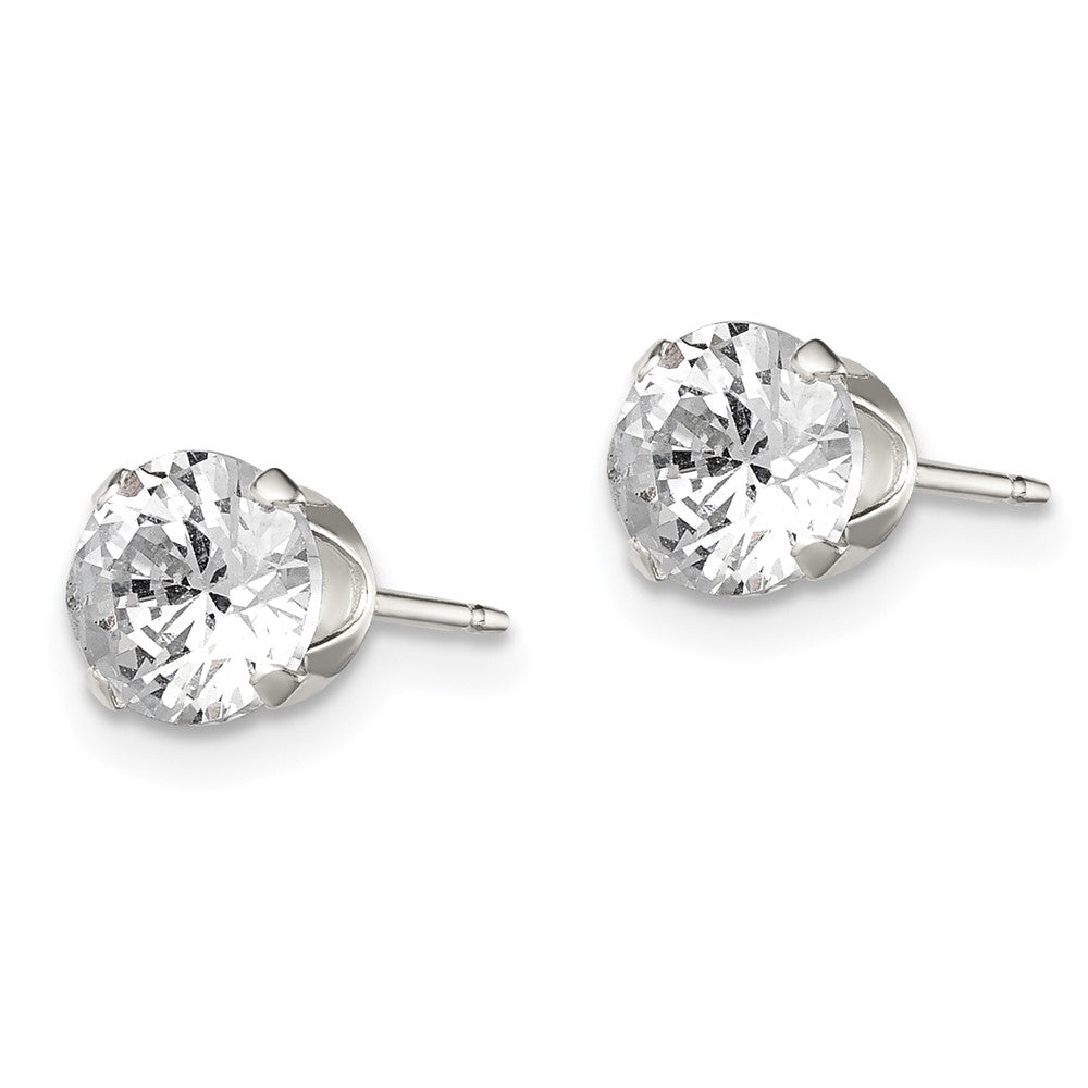 Sterling Silver 5mm Round Snap Set CZ Stud Earrings