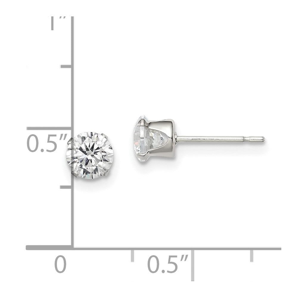 Sterling Silver 5mm Round Snap Set CZ Stud Earrings