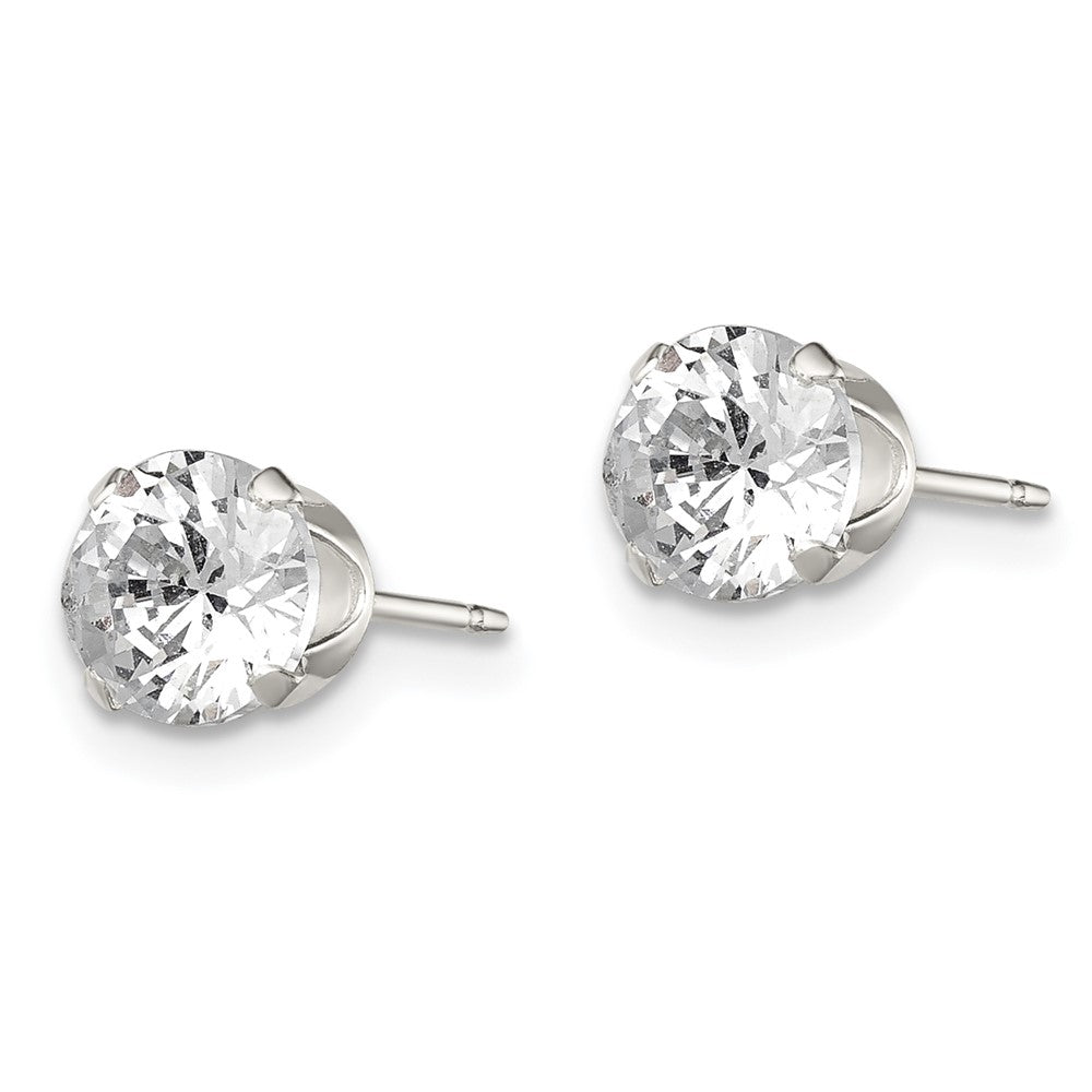 Sterling Silver 6mm Round Snap Set CZ Stud Earrings