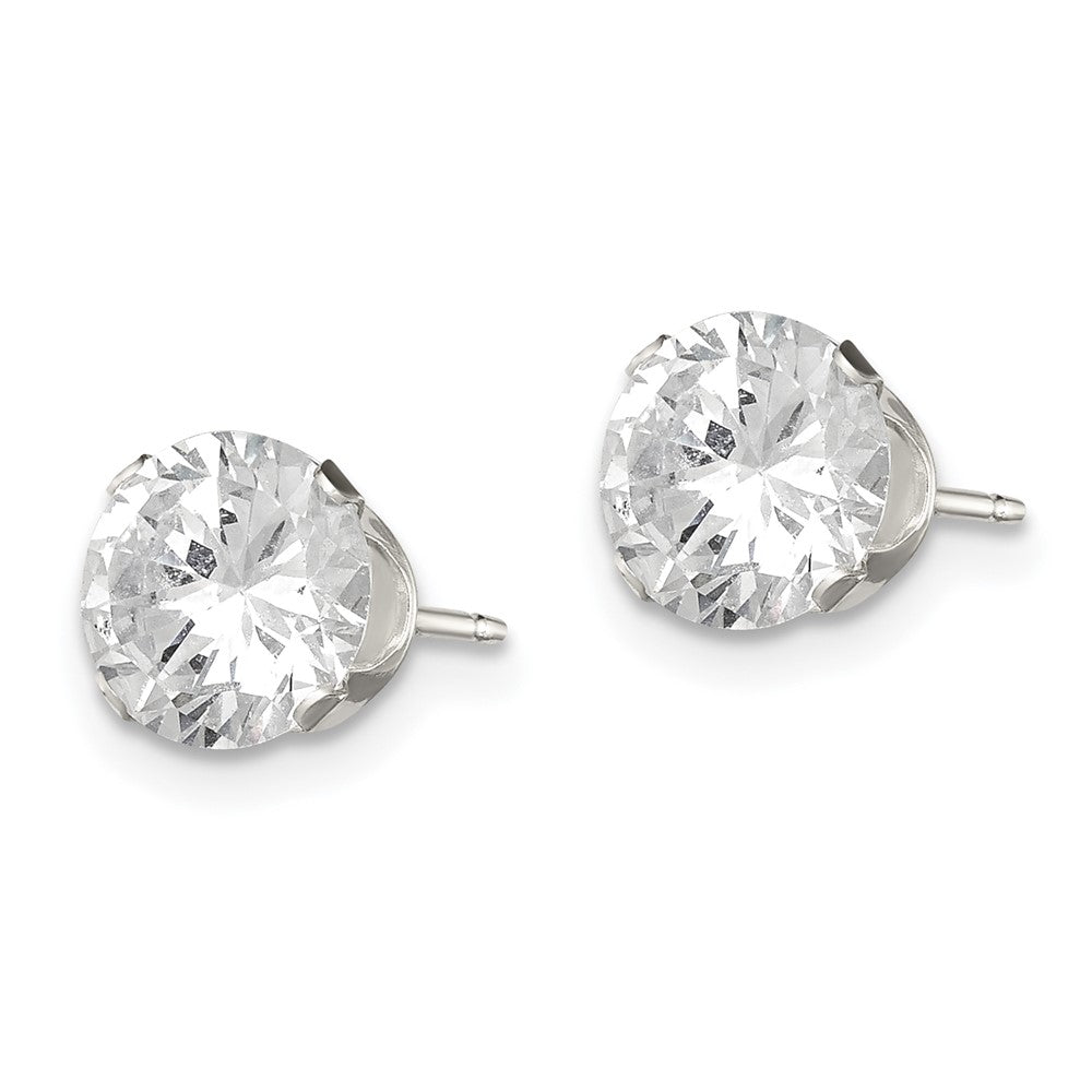 Sterling Silver 7mm Round Snap Set CZ Stud Earrings