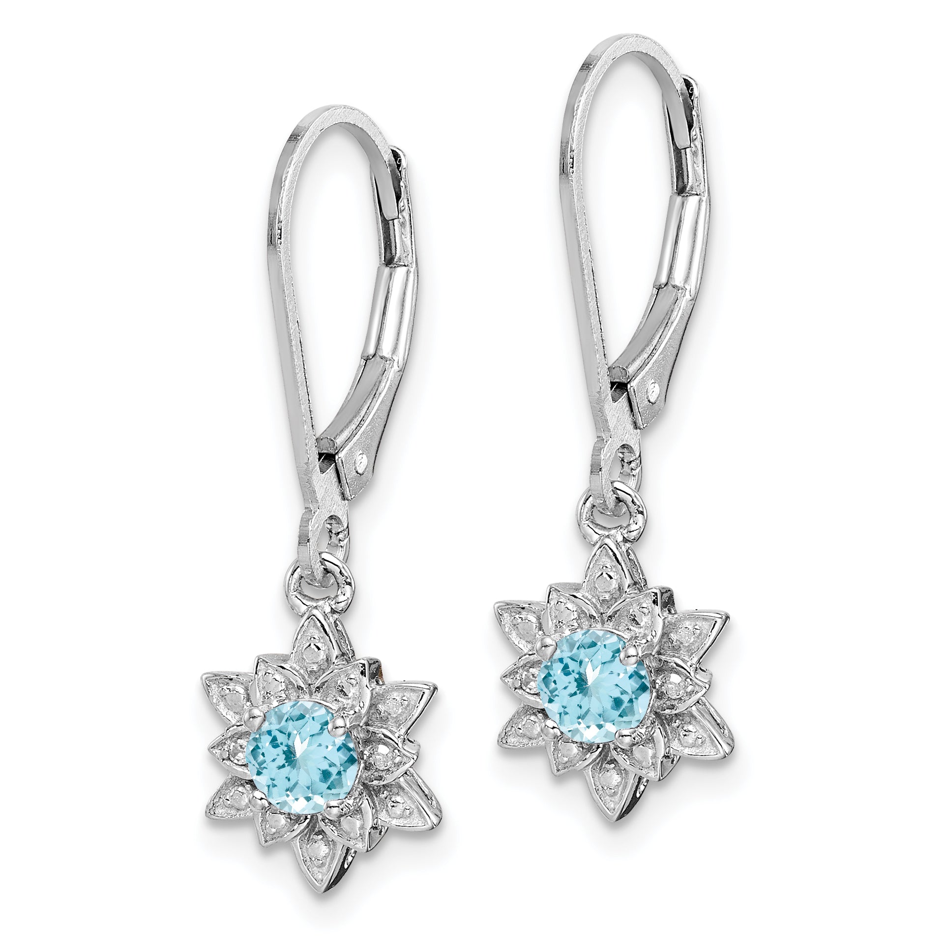 Sterling Silver Rhodium-plated Diamond & Light Blue Topaz Earrings QE10157BT