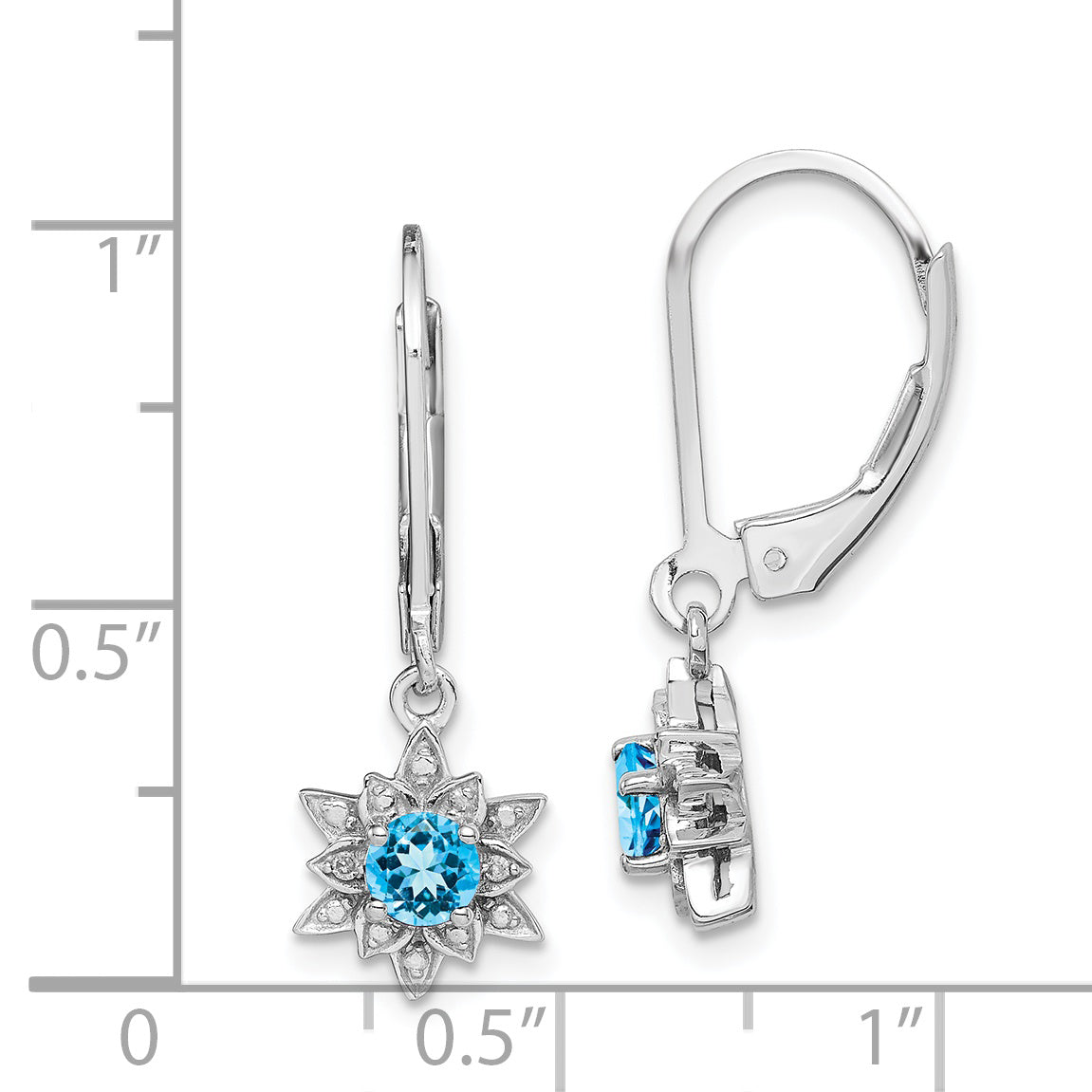 Sterling Silver Rhodium-plated Diamond & Light Blue Topaz Earrings QE10157BT