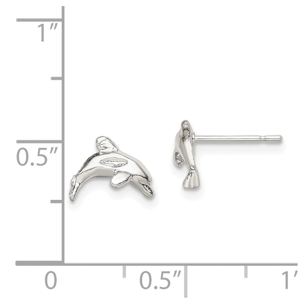 Sterling Silver Polished Dolphin Post Earrings