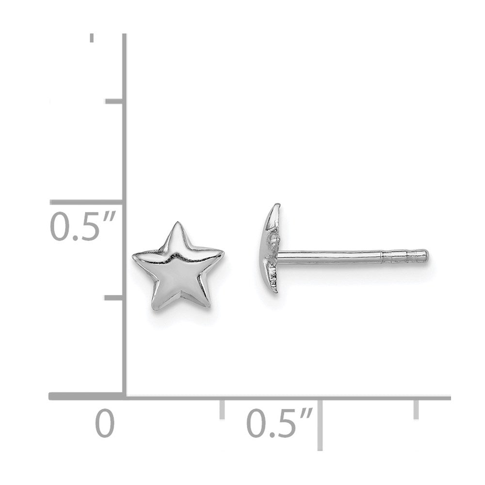 Sterling Silver Rhodium-plated Polished Star Children's Post Earrings