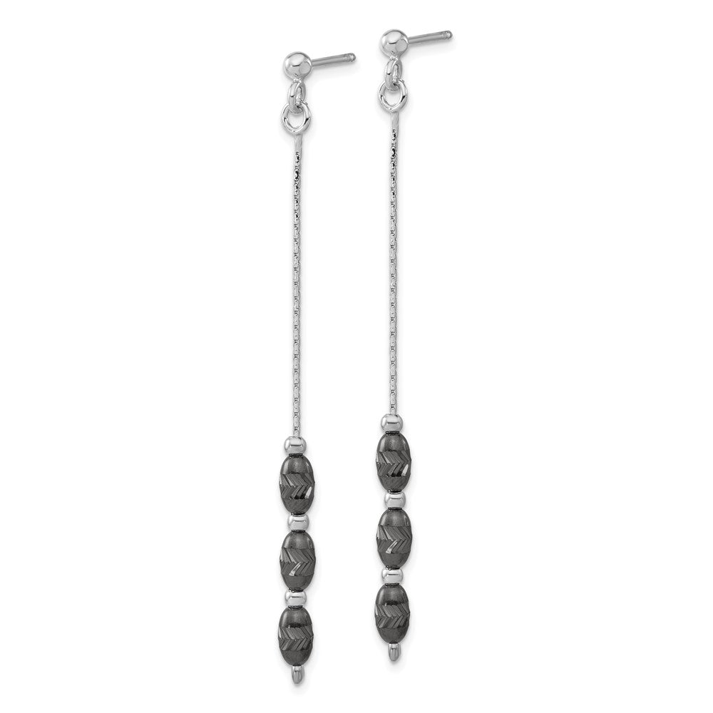 Sterling Silver Ruthenium-plated D/C Beaded Post Dangle Earrings