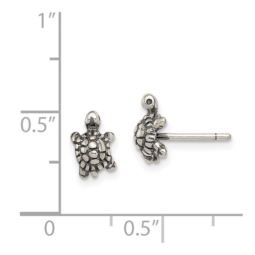 Sterling Silver and Antiqued Turtle Post Earrings