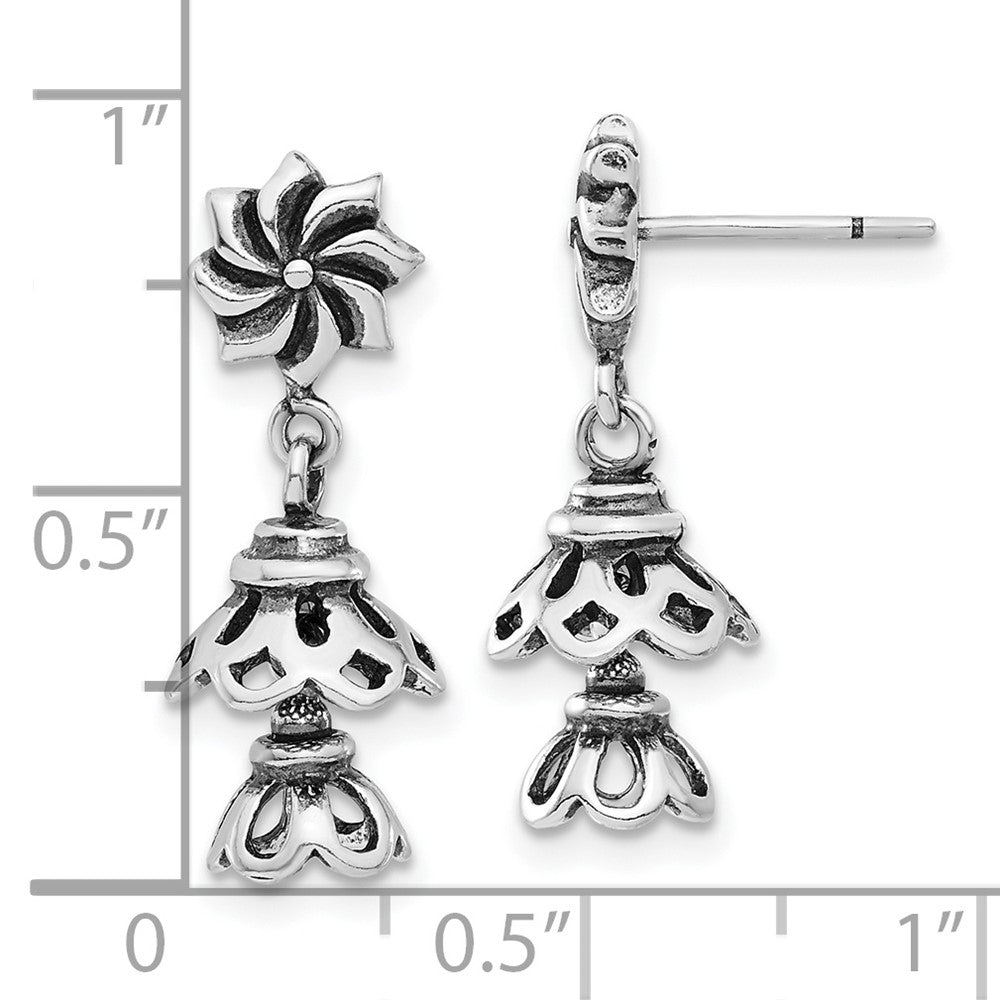 Sterling Silver Antiqued Dangle Post Earrings