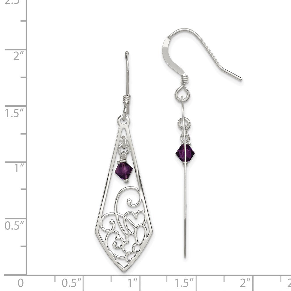 Sterling Silver Antiqued Amethyst Shepherd Hook Earrings