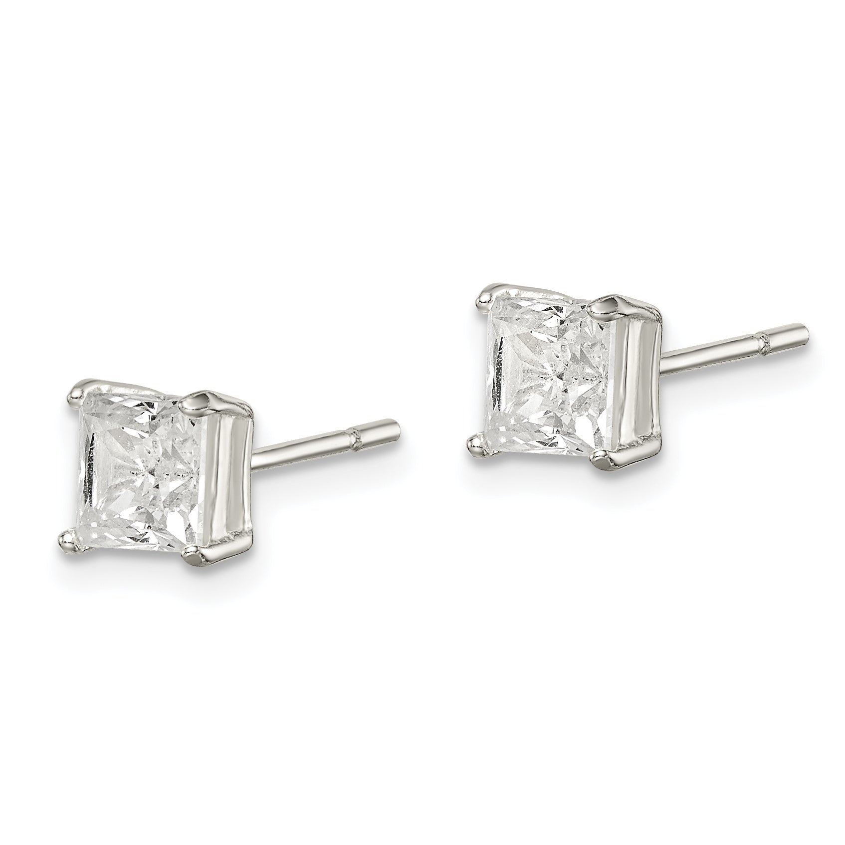 Sterling Silver Polished CZ Post Earrings QE12177