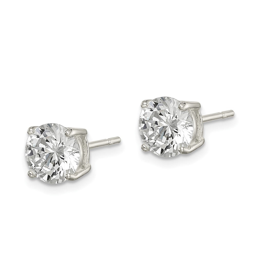 Sterling Silver Polished 7mm Round CZ Stud Earrings