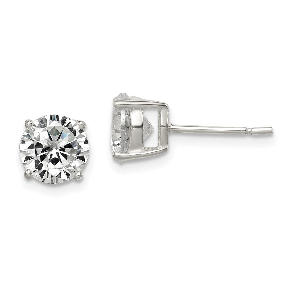 Sterling Silver Polished 7mm Round CZ Stud Earrings