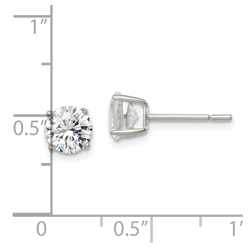 Sterling Silver Polished 6mm Round CZ Stud Earrings