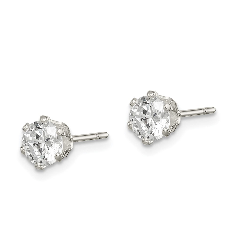 Sterling Silver Polished 5mm Round CZ Stud Earrings