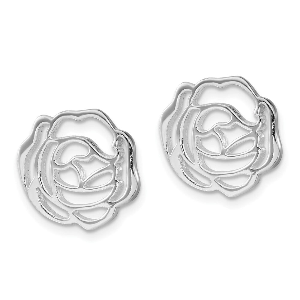 Sterling Silver Polished Rose Floral Earring Enhancers