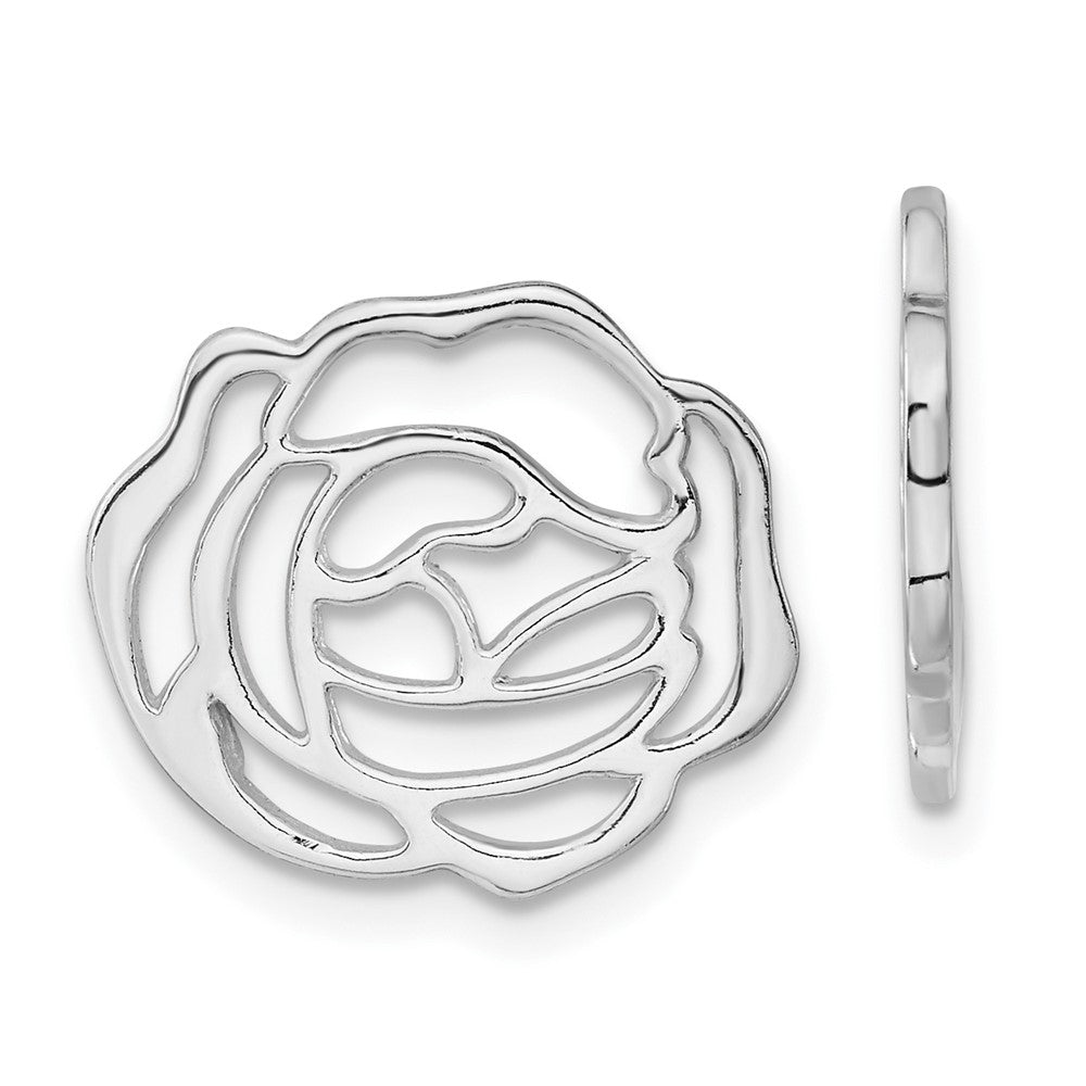 Sterling Silver Polished Rose Floral Earring Enhancers