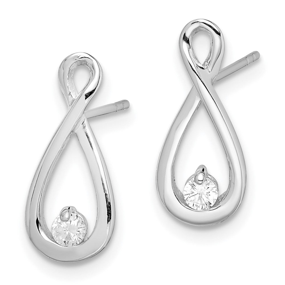 Sterling Silver Rhodium-plated Polished CZ Infinity Post Earrings