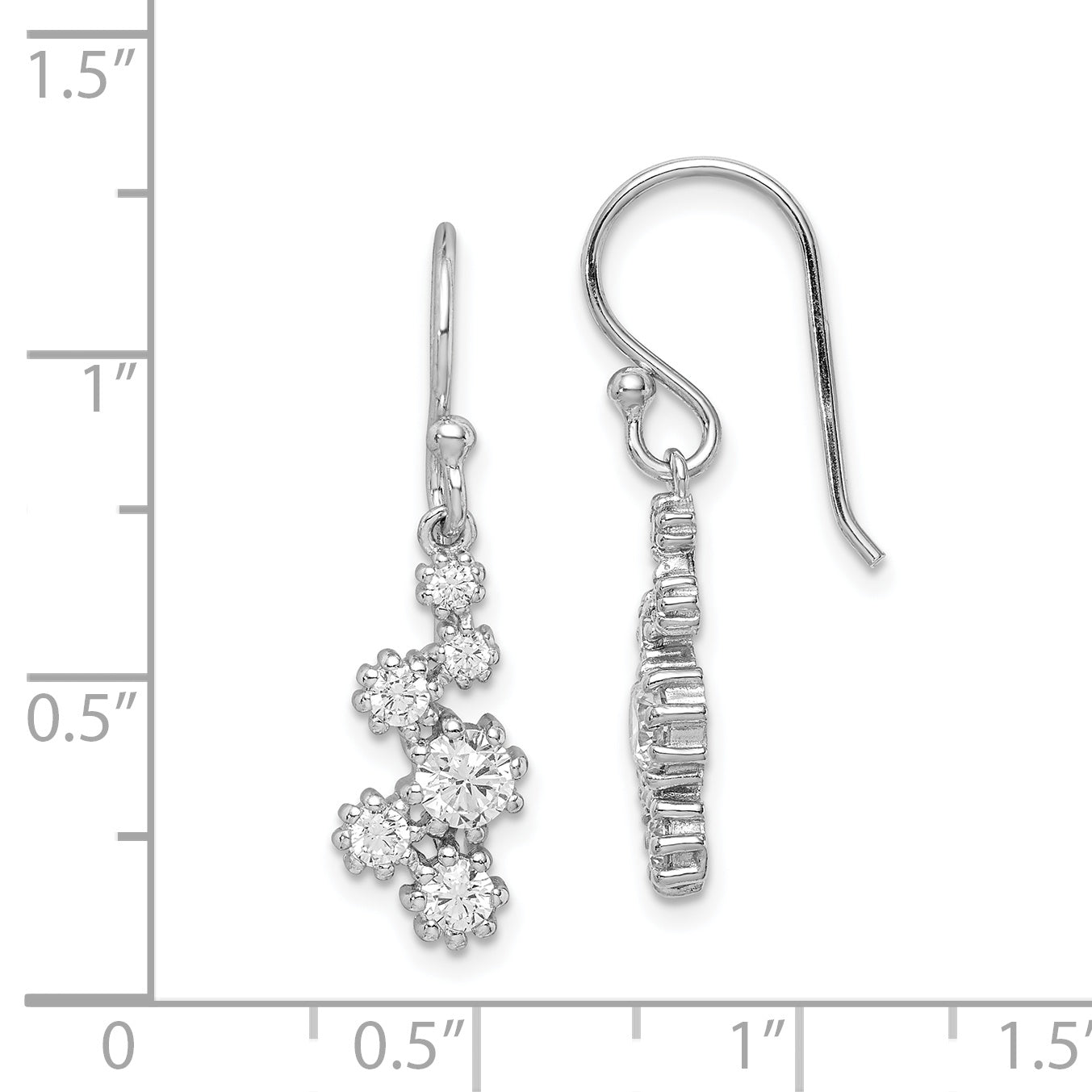 Sterling Silver Rhodium-plated w/ CZ Post Dangle Earrings QE12315