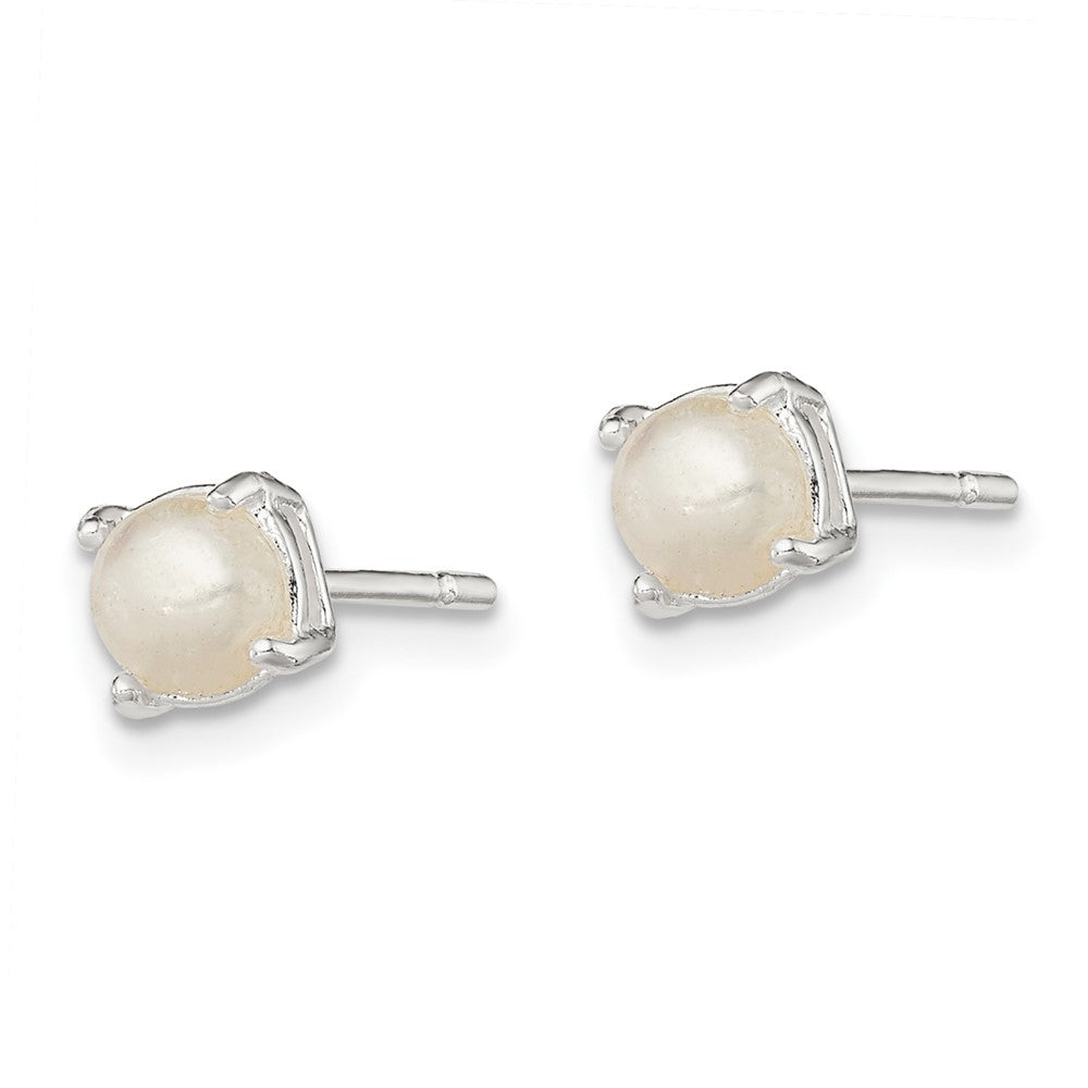 Sterling Silver Polished Imitation Pearl Post Earrings