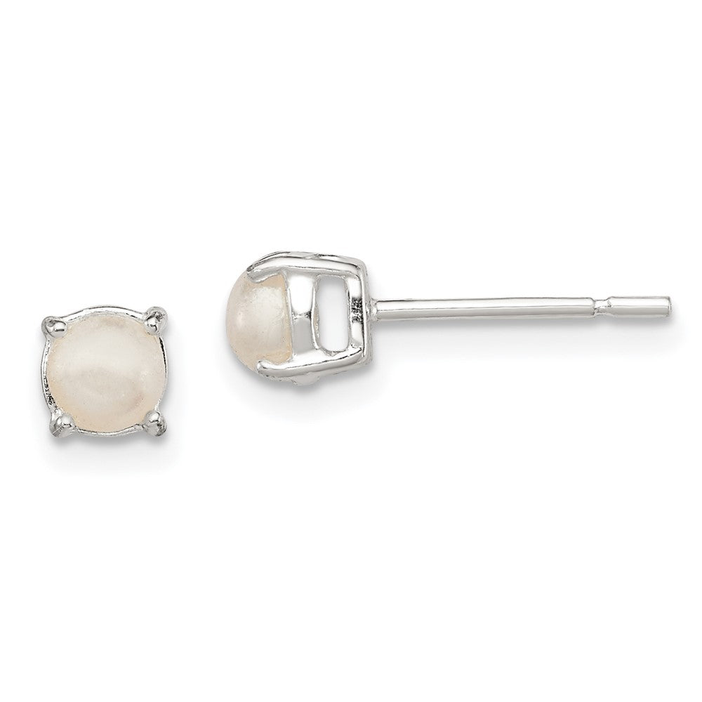 Sterling Silver Polished Imitation Pearl Post Earrings